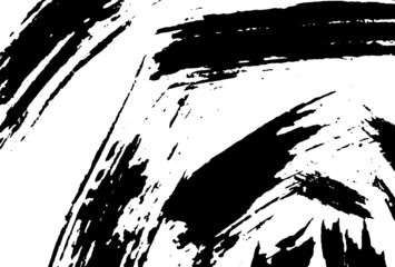 Black and white grunge background. Smears of black paint on white. The abstract backdrop is monochrome. Psychedelic Image