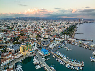 Obraz premium Cyprus - Limassol luxury district in the coast side from drone view