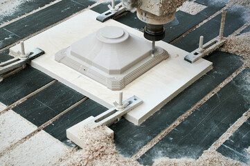 The process of manufacturing a part of complex shape from plastic on a CNC milling machine in a...