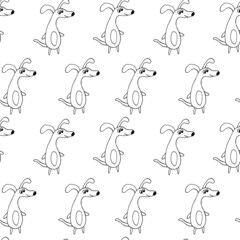 dogs seamless pattern. hand drawn doodle icon. vector, scandinavian, nordic, minimalism, monochrome. pets, animals. textile, wrapping paper, background.
