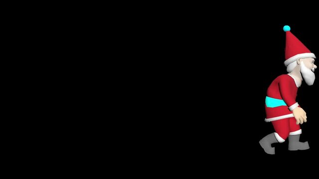 Santa Claus 3D animation. Merry Christmas cartoon animation. 