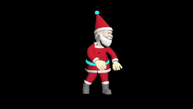 Santa Claus 3D animation. Merry Christmas cartoon animation. 