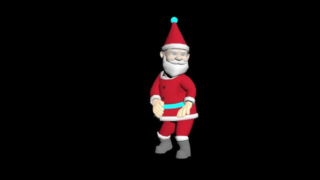 Santa Claus 3D animation. Merry Christmas cartoon animation. Animated 3D Santa Xmas