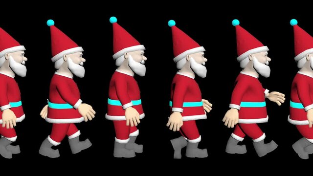 Santa Claus 3D animation. Merry Christmas cartoon animation. Animated 3D Santa Xmas