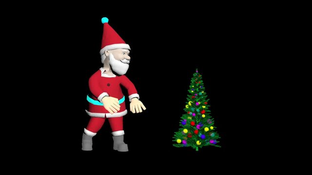 Santa Claus 3D animation. Merry Christmas cartoon animation. Animated 3D Santa Xmas