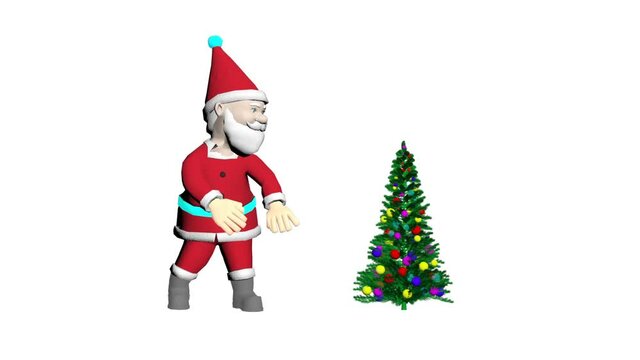 Santa Claus 3D animation. Merry Christmas cartoon animation. Animated 3D Santa Xmas
