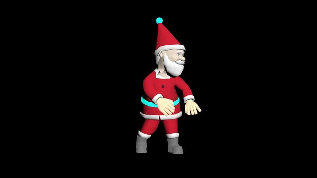 Santa Claus 3D animation. Merry Christmas cartoon animation. 