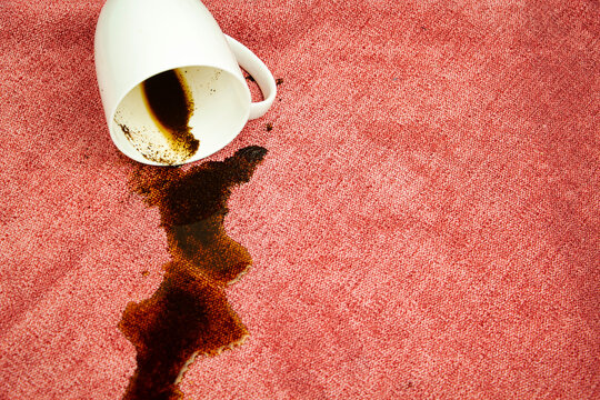A spot on a light fabric, tablecloth, sofa. Washing, cleaning the fabric