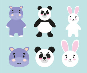 cute animals set