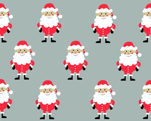 Santa Claus pattern on a gray background. New Year 2022