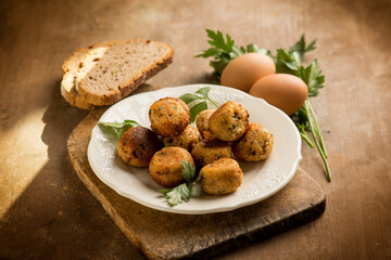 finger food fish meatball with herbs