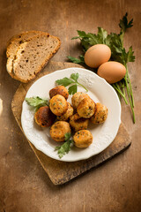 finger food fish meatball with herbs