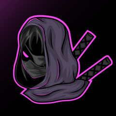 Ninja assassin mascot for sport and esport or gamer logo. E-Sport Mascot