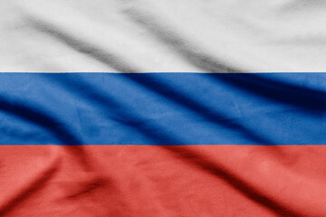 Russian flag on wavy fabric.