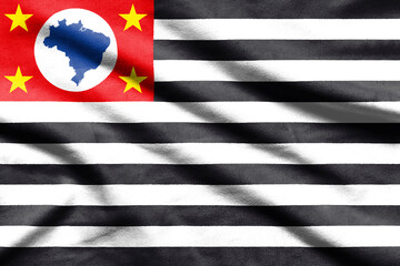 Flag of the State of São Paulo, Brazil, in wavy fabric.