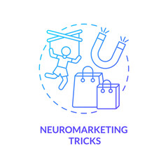 Marketing neuroscience tricks concept icon. Behavior research. Attracting new clients. Customer emotions manipulation abstract idea thin line illustration. Vector isolated outline color drawing