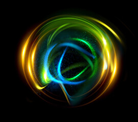 Vivid abstract background. Beautiful swirl trail effect frame.  .Mystical portal. Bright sphere lens. Rotating lines. Glow ring. .Magic  ball. Led spiral. Glint lines. Focus place. Illusory flash.