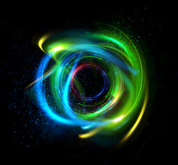 Vivid abstract background. Beautiful swirl trail effect frame.  .Mystical portal. Bright sphere lens. Rotating lines. Glow ring. .Magic  ball. Led spiral. Glint lines. Focus place. Illusory flash.