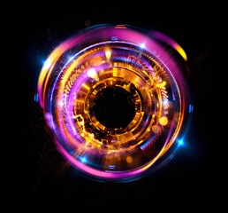 Vivid abstract background. Beautiful swirl trail effect frame.  .Mystical portal. Bright sphere lens. Rotating lines. Glow ring. .Magic  ball. Led spiral. Glint lines. Focus place. Illusory flash.