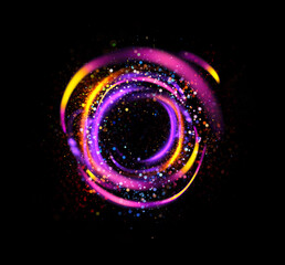 Vivid abstract background. Beautiful swirl trail effect frame.  .Mystical portal. Bright sphere lens. Rotating lines. Glow ring. .Magic  ball. Led spiral. Glint lines. Focus place. Illusory flash.