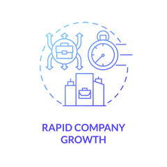 Rapid company growth blue gradient concept icon. External growth abstract idea thin line illustration. Mergers and acquisitions. Company development. Vector isolated outline color drawing