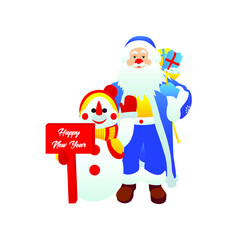 Snowman Grandfather Moroz over White