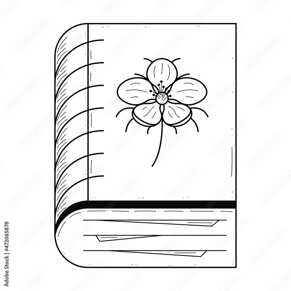 Poster abstract black simple line book with plant doodle outline element vector design style sketch isolate