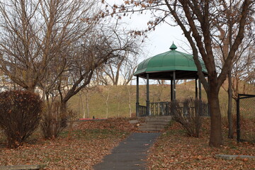 empty gazebo in autumn park