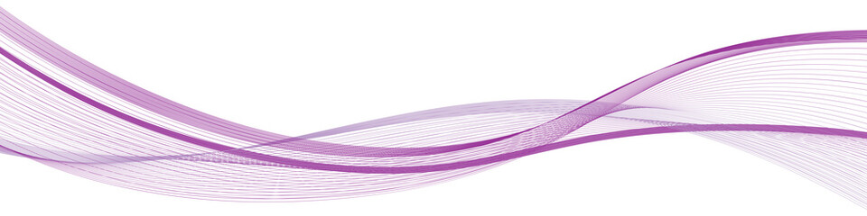 Purple wave swirl swoosh.  Dynamic undulate motion, smooth flowing wave. Air wind transparent veil. Modern trendy design for web banner, isolated curve lines on white background. Vector illustration