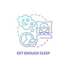 Get enough sleep blue gradient concept icon. Mental health during pregnancy abstract idea thin line illustration. Avoid complications. Boost immune system. Vector isolated outline color drawing