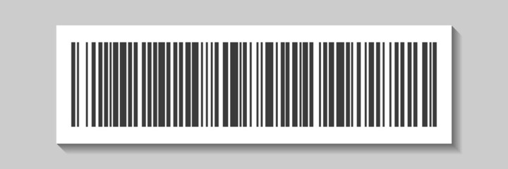 EAN code sticker, linear bar code for product label mark. Abstract icon with black stripes. Vector illustration