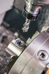 Metal machine tools industry. CNC turning machine high-speed cutting is operation