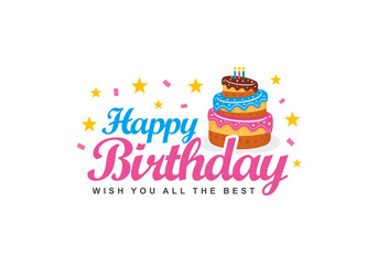 Birthday cake logo design vector illustration