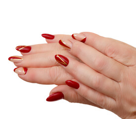 Female hands with a multicolored manicure closeup