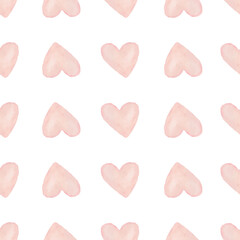 Watercolor hearts seamless pattern