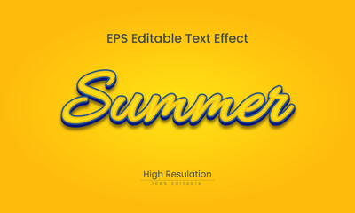 Summer 3D text effect and essay editable vector file