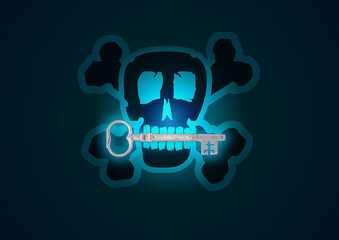 crypto virus on a computer with an encrypt key icon and binary code illustration