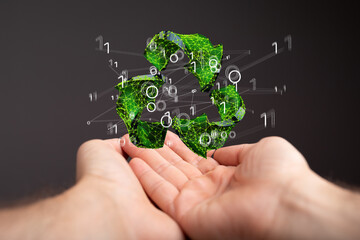 Green recycle sign, three arrows 3D