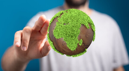 Ecology concept of green Earth globe made of leaves