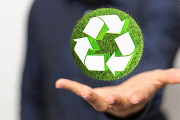 Green recycle sign, three arrows 3D