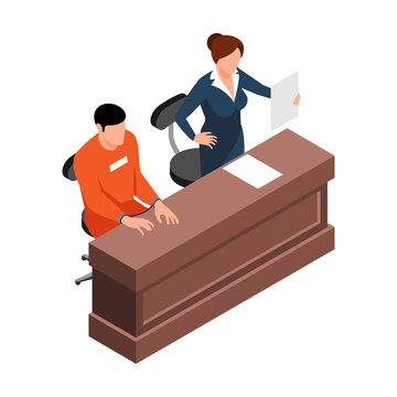 prisoner and lawyer in courtroom scene clip art preview