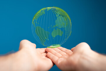 Ecology concept of green Earth globe made of leaves