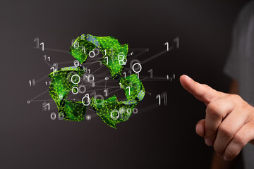 Green recycle sign, three arrows 3D