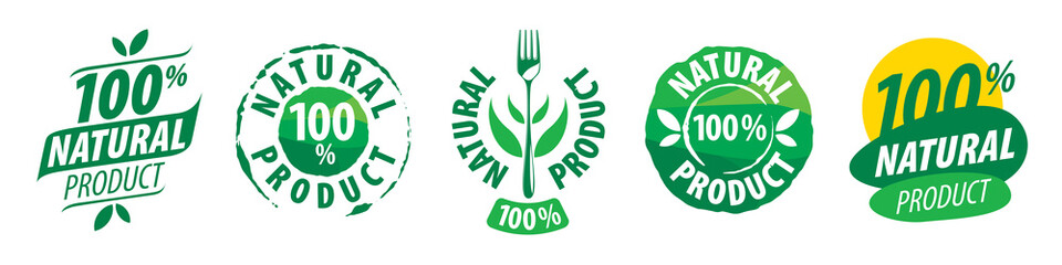 A set of vector logos of a natural product on a white background