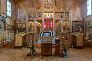 Church inside and outside the Tikhvin Icon of the Mother of God in Gomel, Belarus.