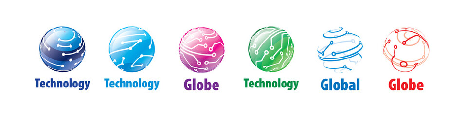 A set of abstract vector logos of the global network