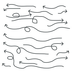 Obraz premium Vector sign of the black hand draw arrow symbol is isolated on a white background. black hand draw arrow icon color editable.