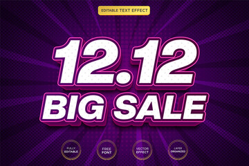 12 12 big sale 3d editable text effect Premium Vector with background