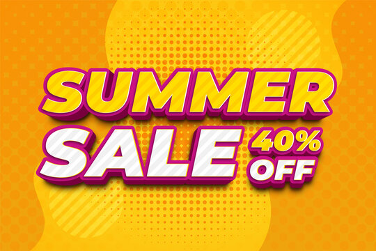 Summer sale 3d editable text effect Premium Vector with background