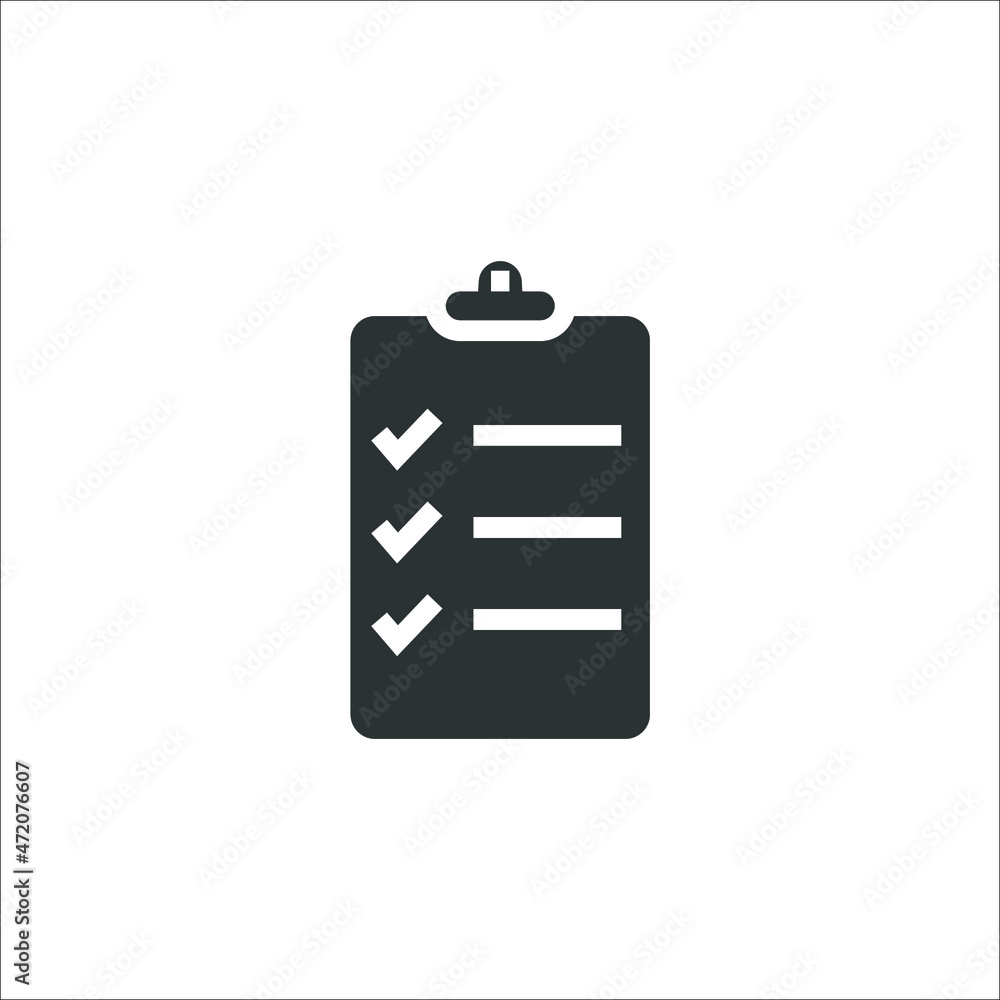Poster vector sign of the check list symbol is isolated on a white background. check list icon color editab